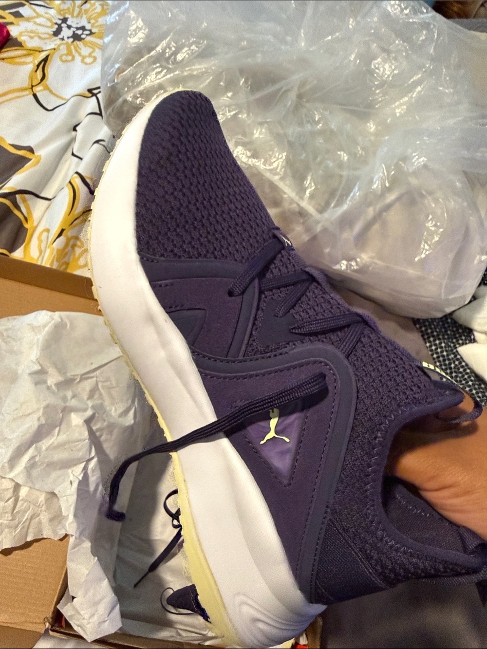 Puma Women’s Purple Knit Athletic Sneakers with White Sole - Picture 3 of 6